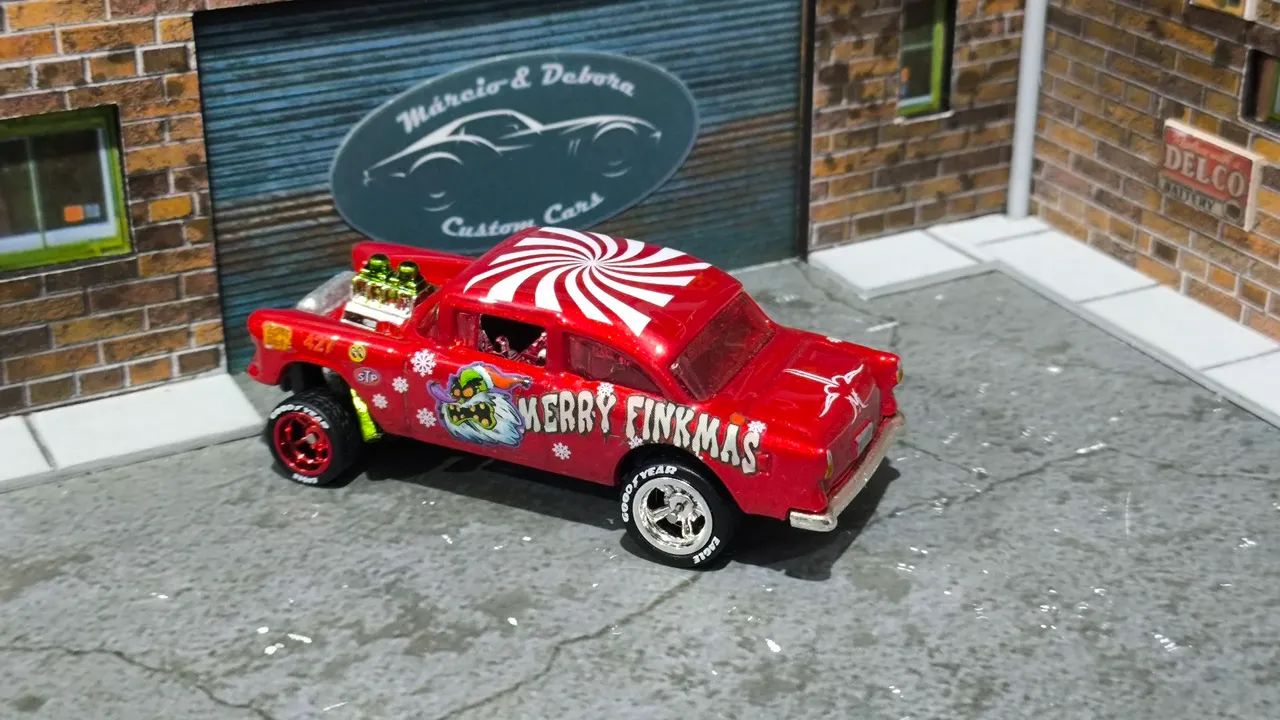 Hot Wheels Chevy Bel-Air Gasser - Merry Finkmas - Custom  - Foto 3