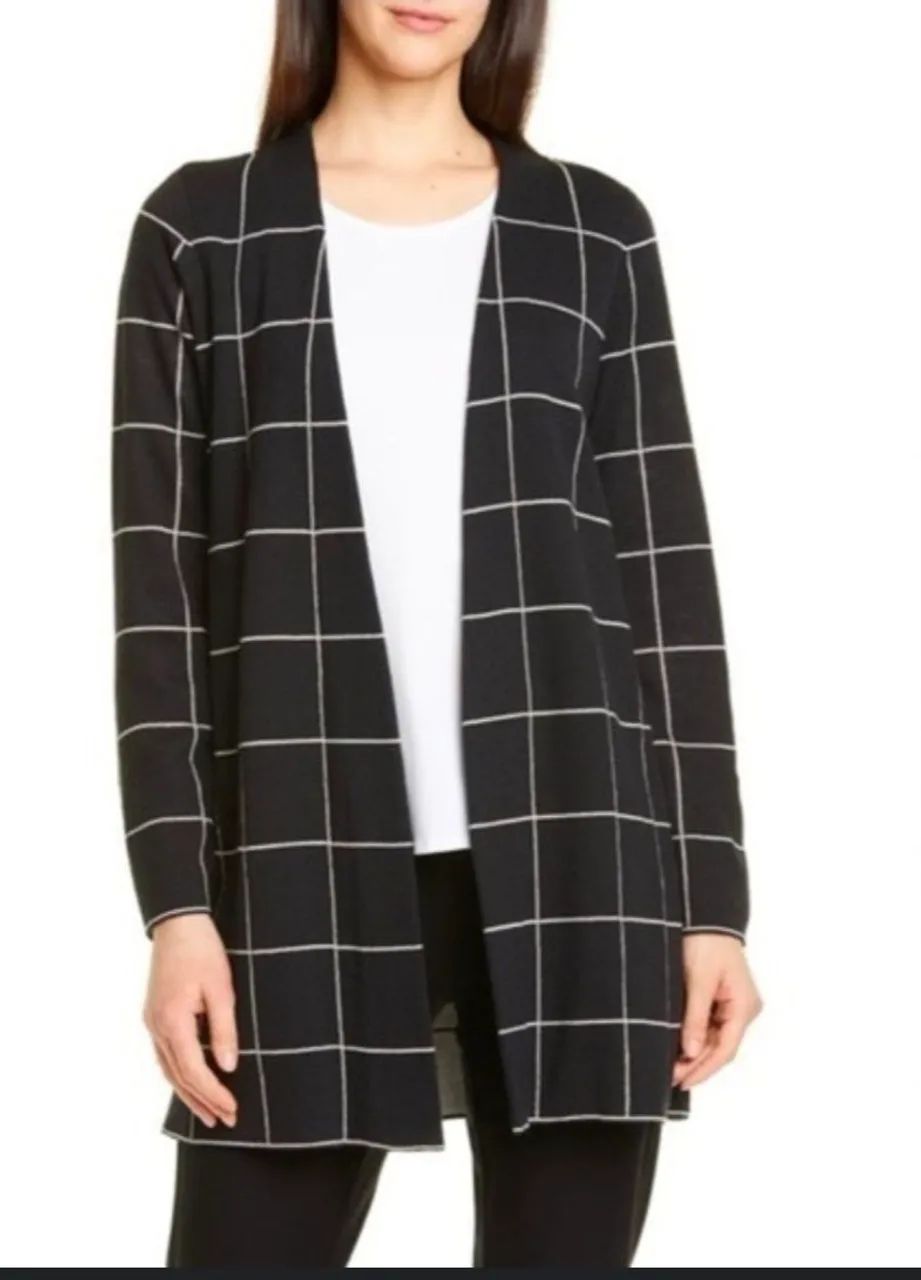 Cardigan xadrez preto e branco tm M serve P