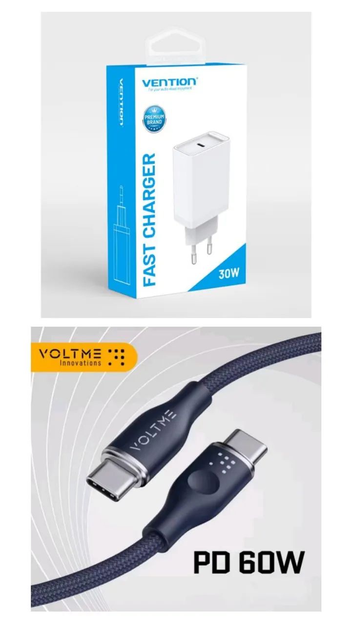 Carregador Vention USB C 33W com Cabo Tip C
