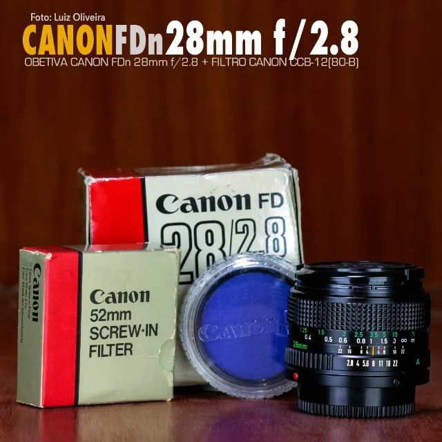 Objetiva Manual Canon FDn 28mm f/2.8 Na caixa + filtro Canon CCB12(80B).