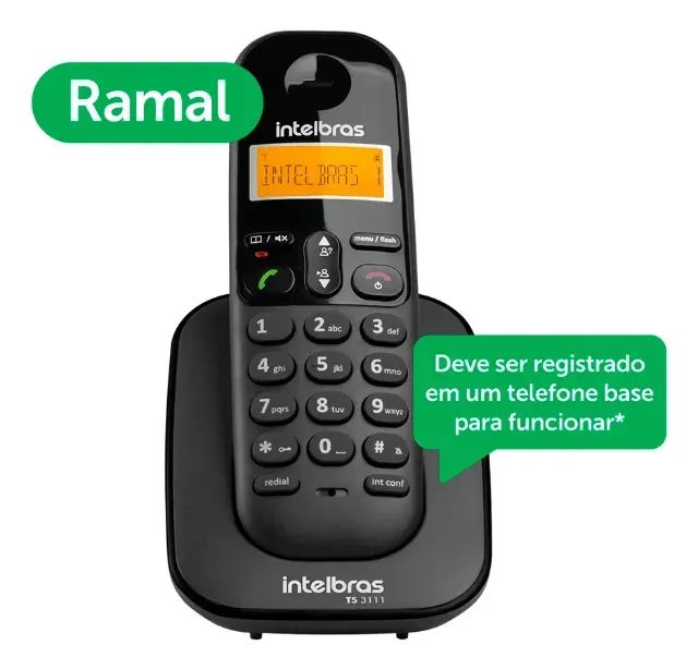 Ramal sem fio digital intelbras TS 3111 identificador de chamadas preto - Foto 4
