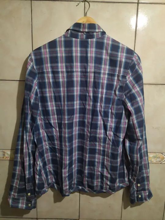 Camisa xadrez azul e rosa - Foto 3