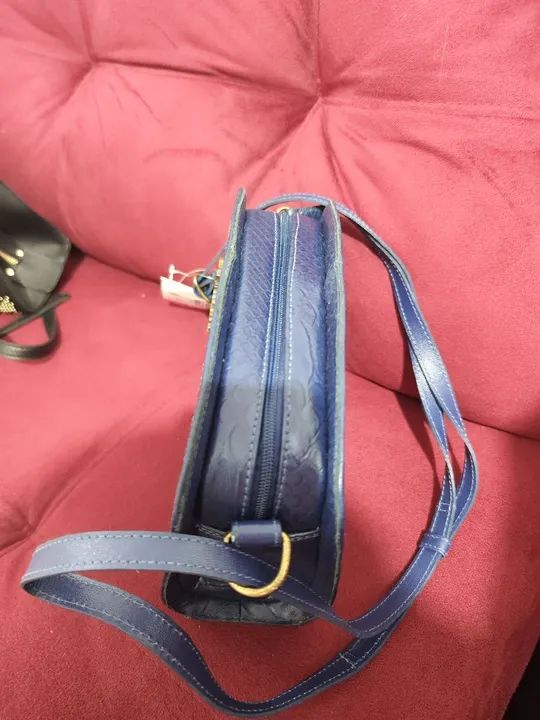 Bolsa Carmen Steffens Azul - Couro - Nova - Foto 2