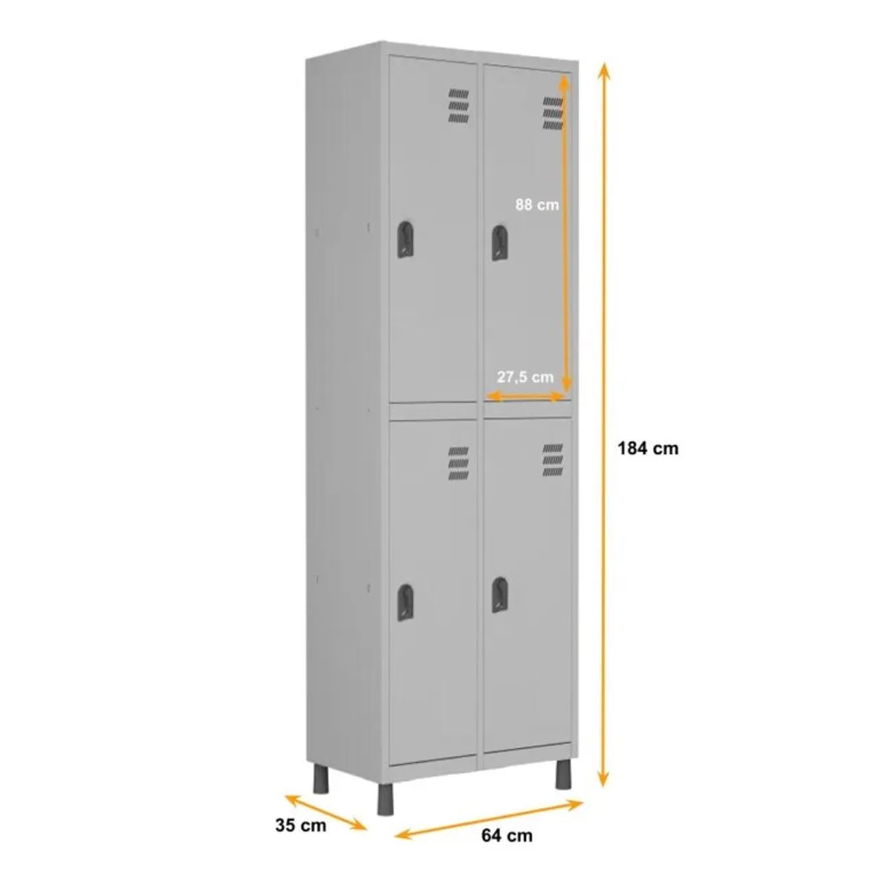 Roupeiro de Aço com 04 PORTAS GRANDES - 1,84×0,64×0,35m - Foto 3