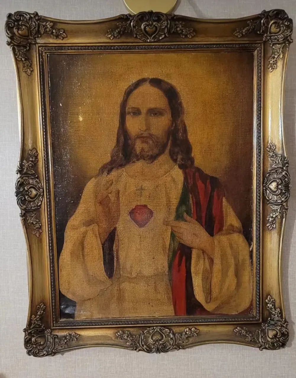 Óleo sobre tela do Sagrado Coração de Jesus 