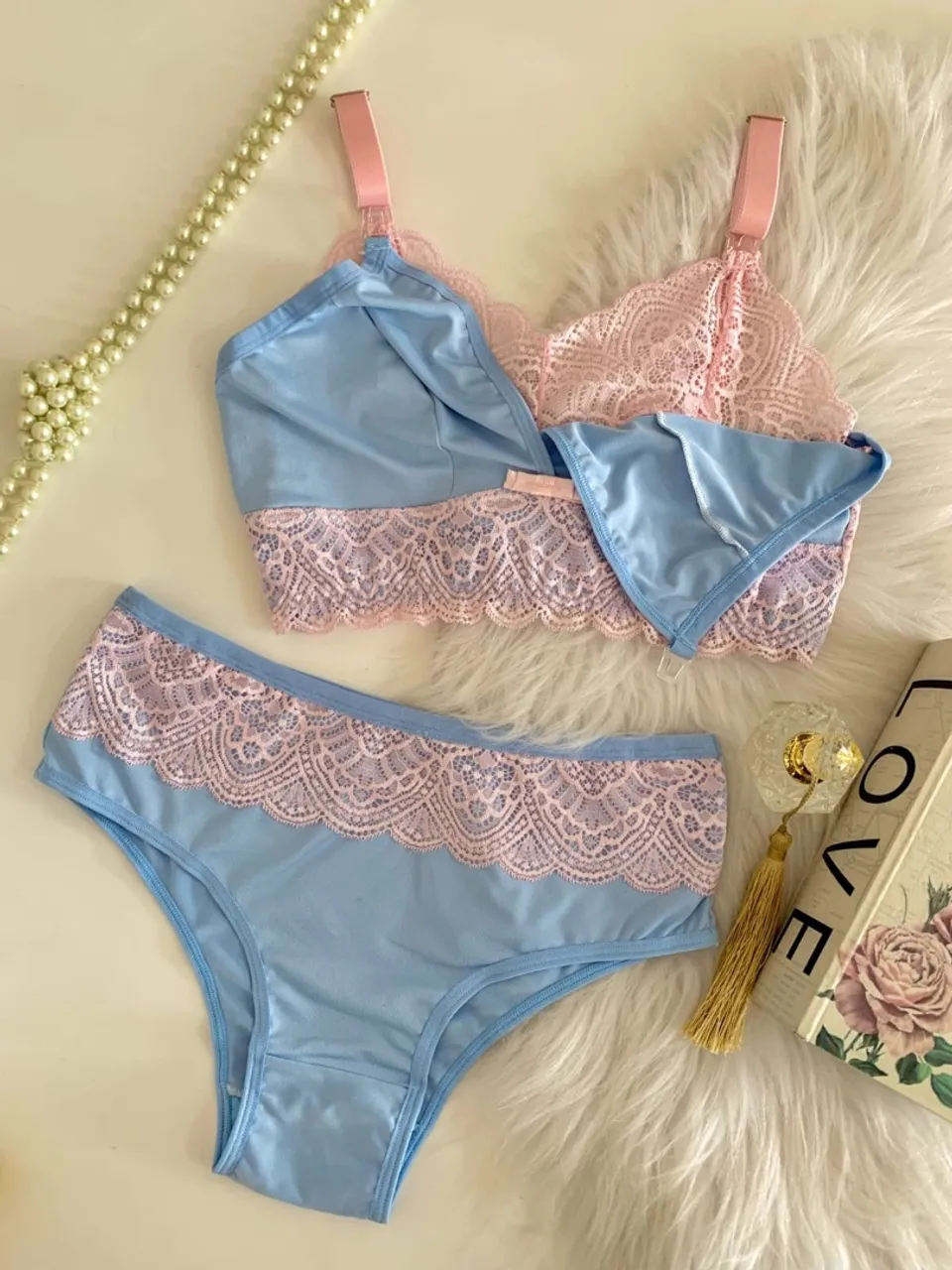 Conjunto e camisola de amamentação P ao G
