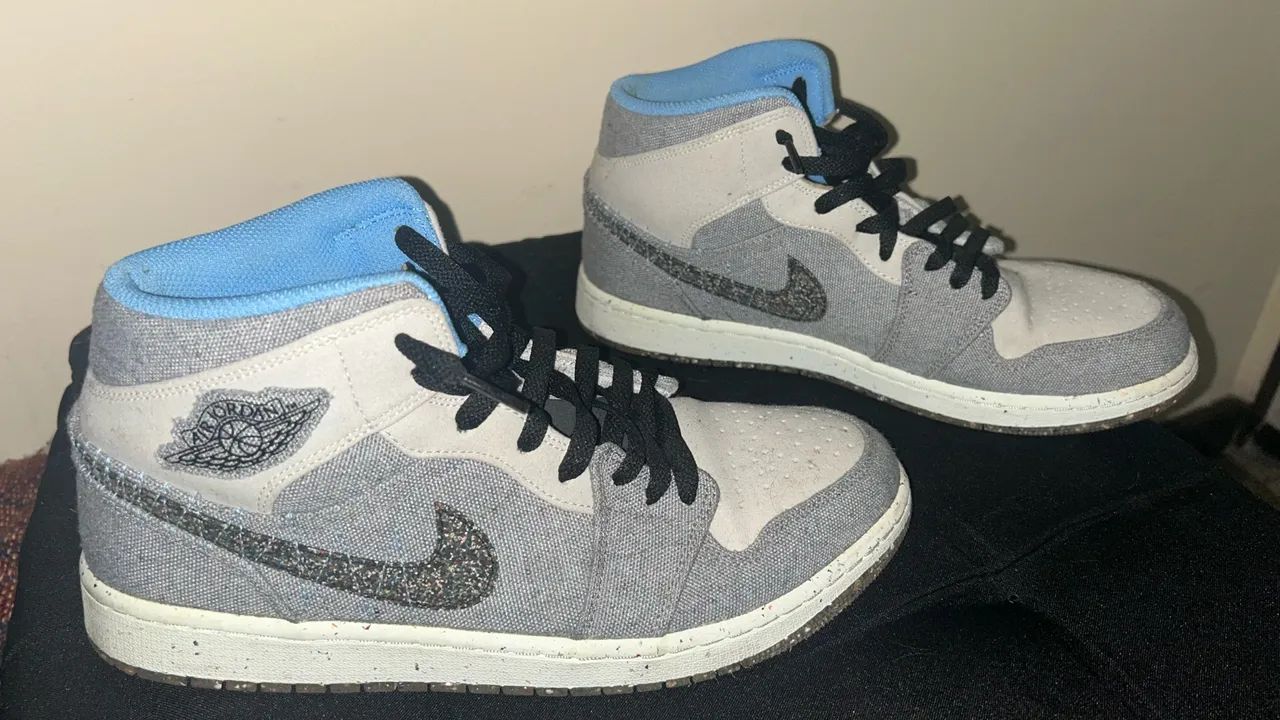 Air Jordan 1 Mid Cinza e Azul - Foto 2