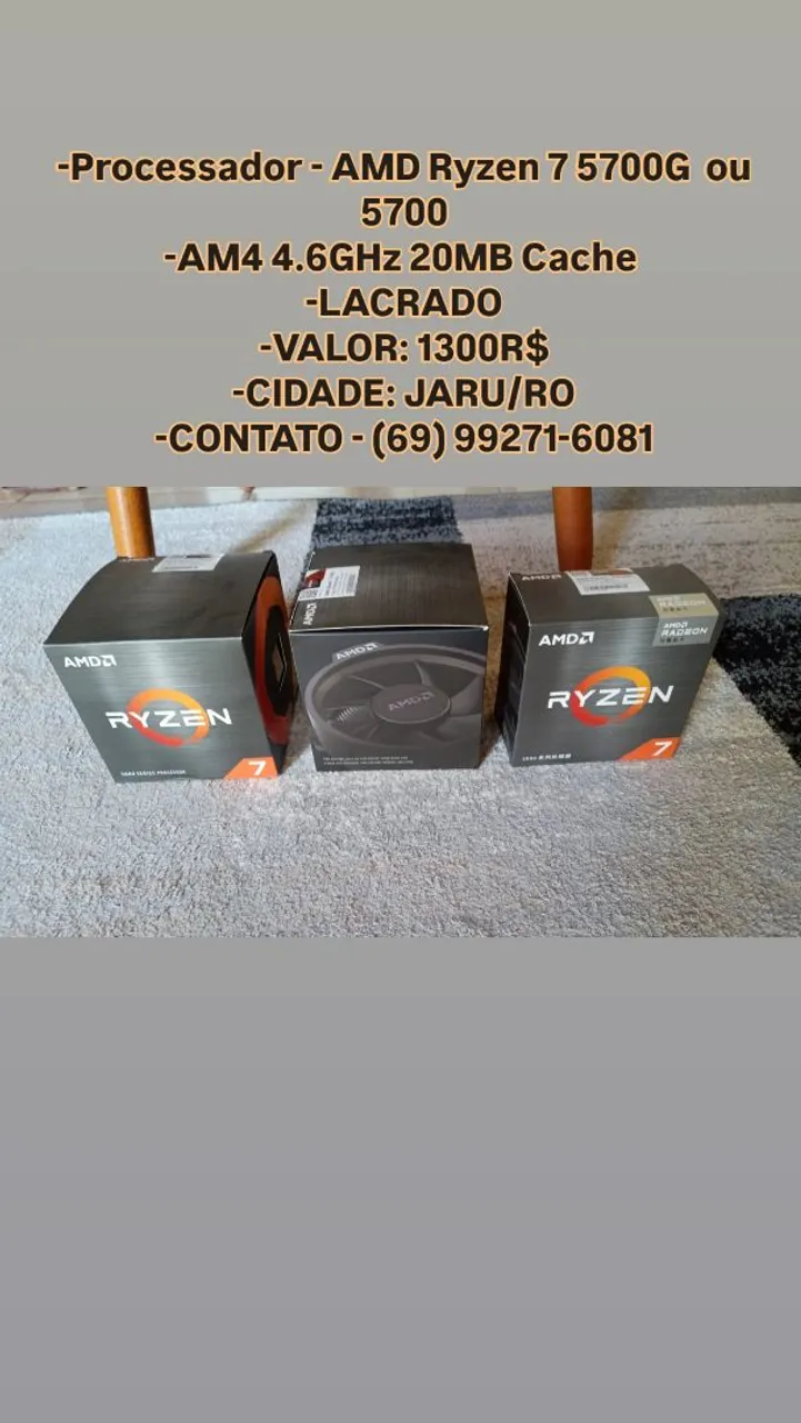 Processador AMD Ryzen 7 5700G ou 5700 - Lacrado venda somente para Rondônia 