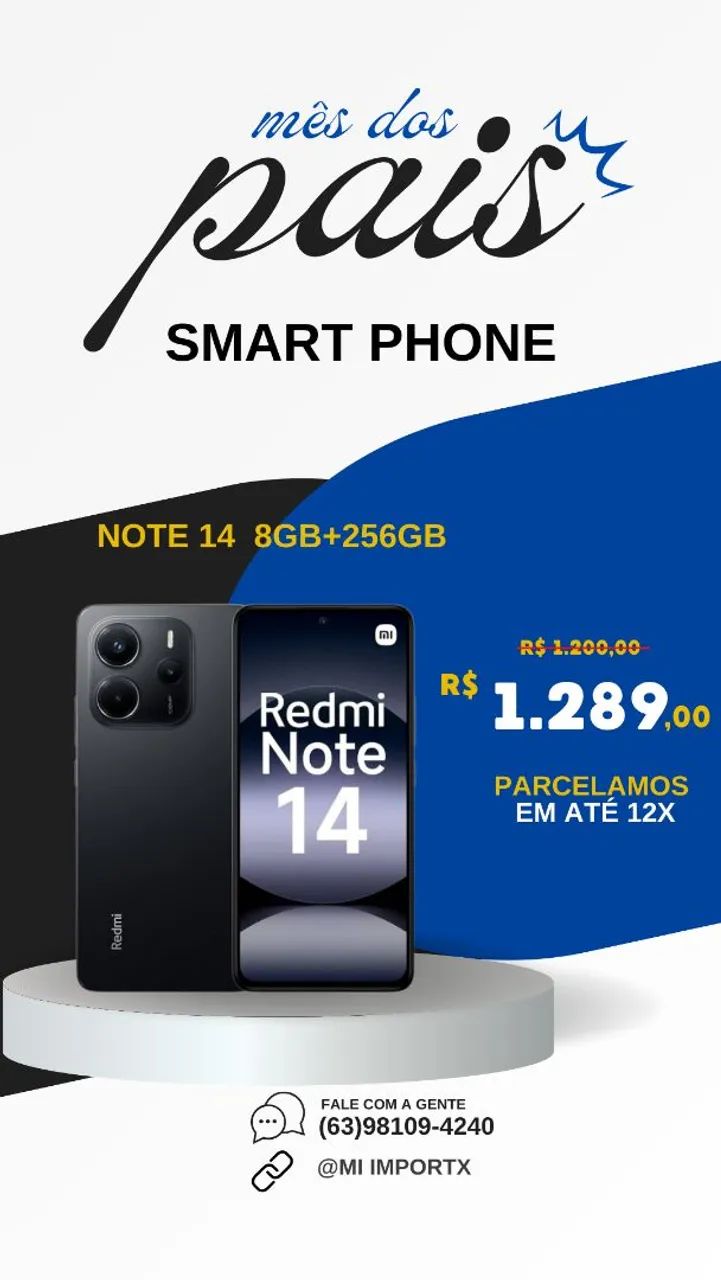Xiaomi Redmi Note 14 8GB+256GB - Oferta para o Dia dos Pais!