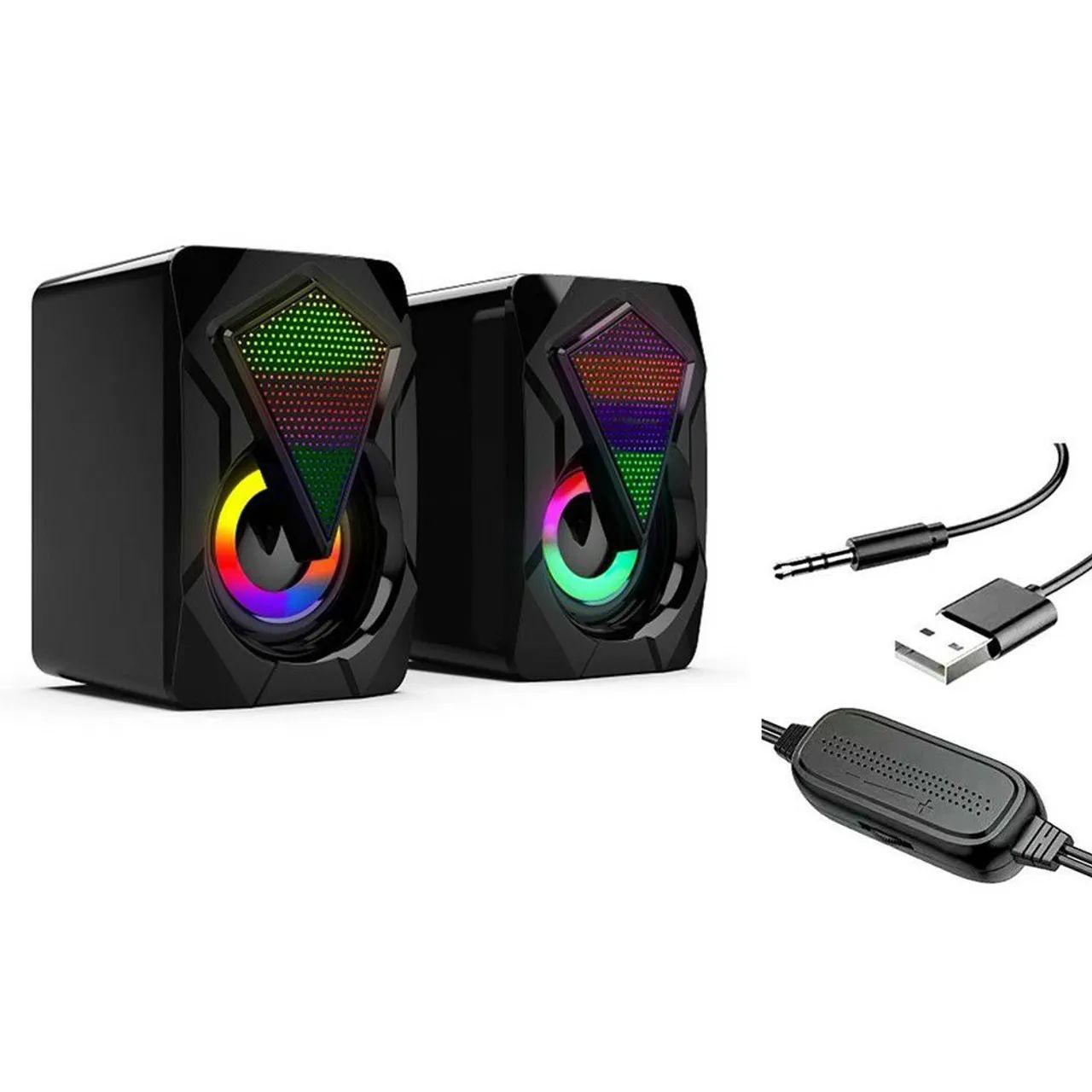 Caixas de Som 2.0 USB com LED RGB