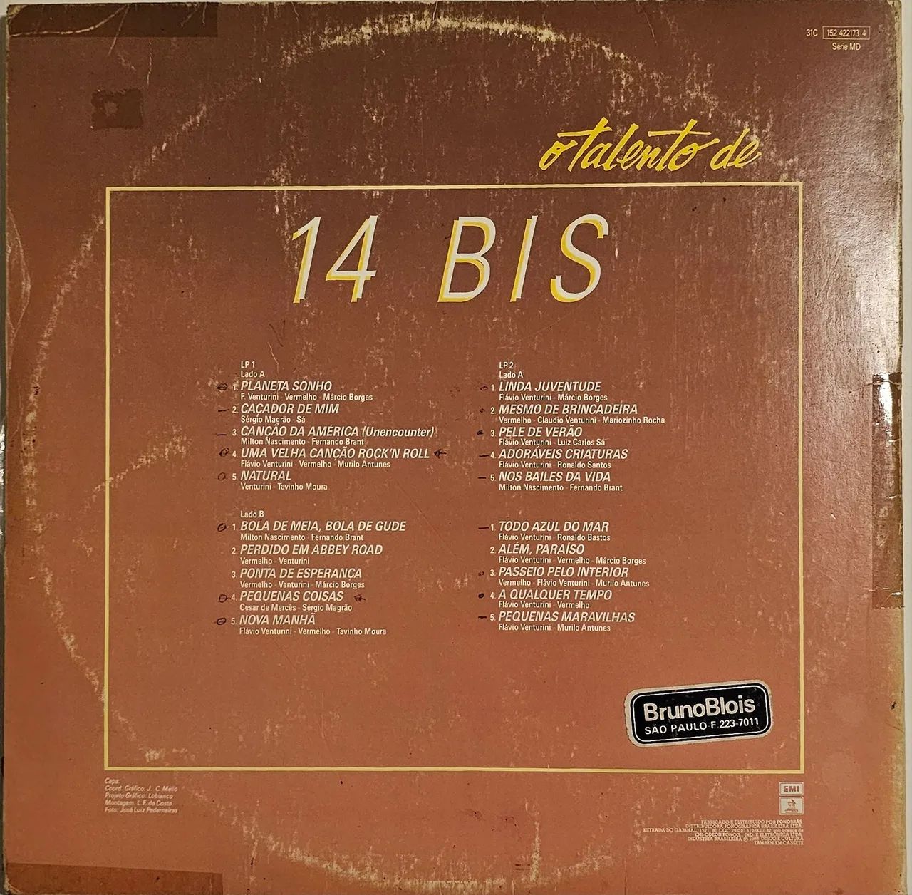 LP 14 BIS O TALENTO DE 14 BIS 1985 DUPLO COM ENCARTE VINIL - Foto 2