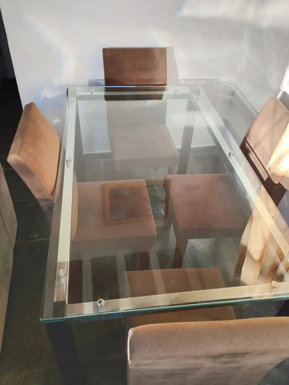 Mesa tampo de vidro 