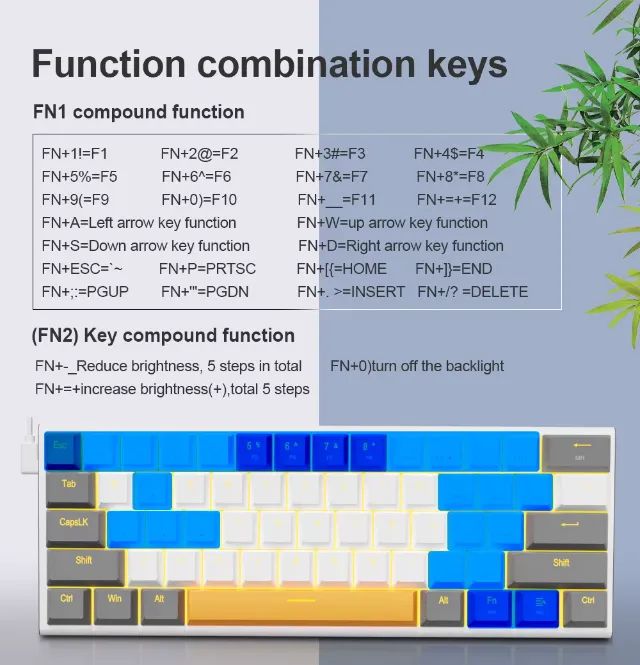 Teclado Mecânico E-Yooso Z11 61 Teclas Padrão BR - Foto 3