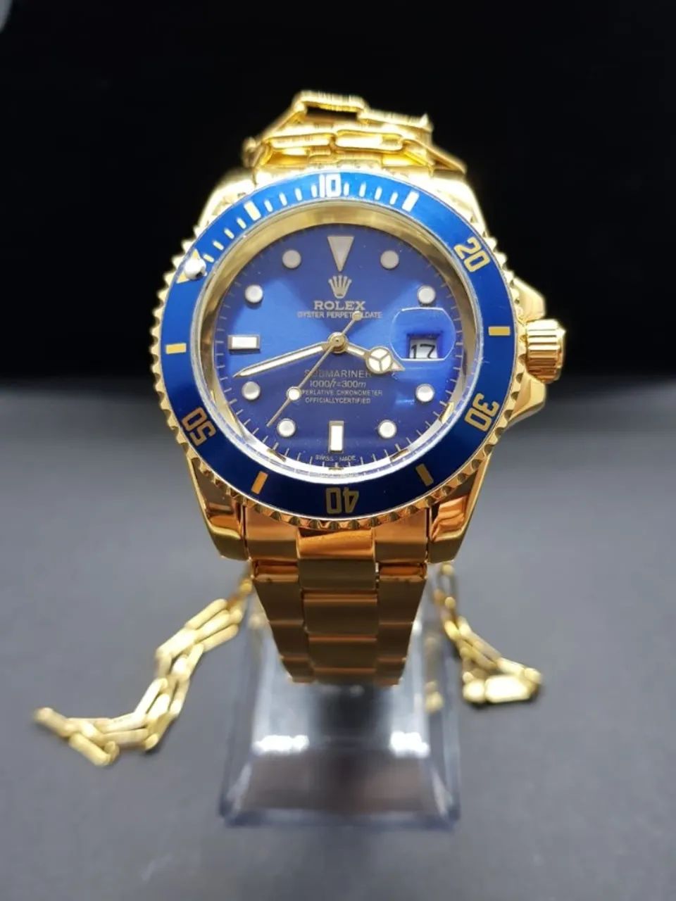Relógio Rolex Submariner  Dourado Fundo Blue - Foto 2