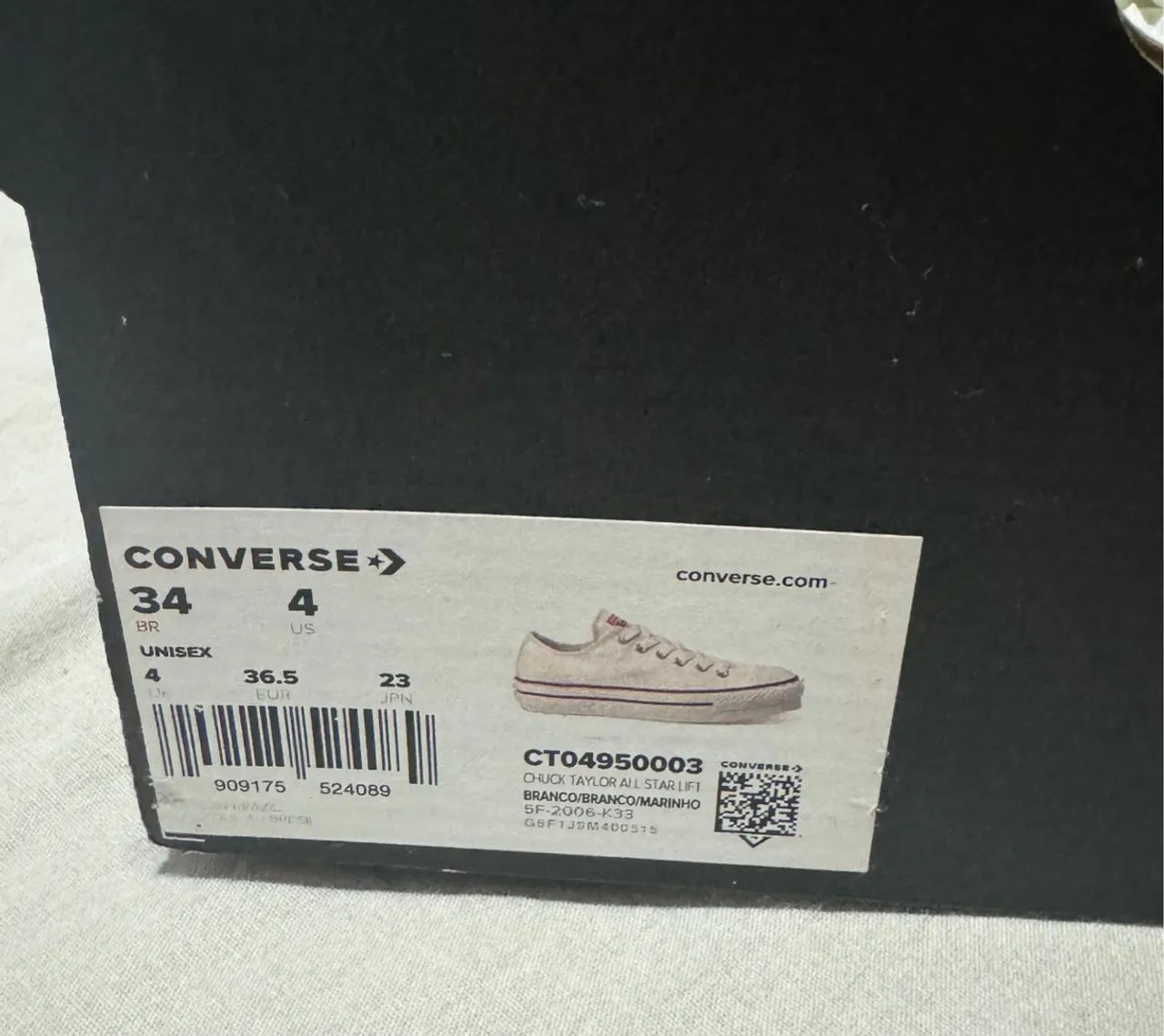 Converse All Star Branco plataforma original  34 - Foto 5