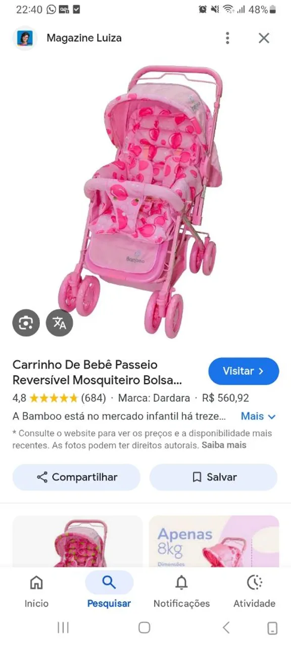 Quero comprar uma carrinho de bebê