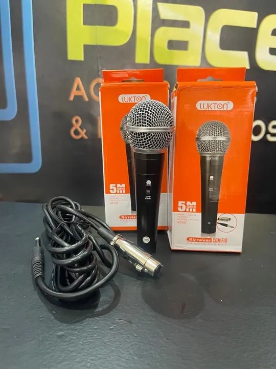 Microfone Com Fio Lukton 5M - Ideal para Karaoke e Transmissões