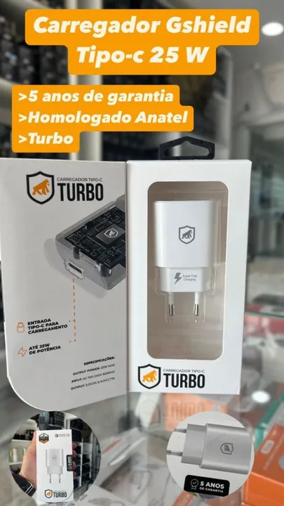 Carregador Gshield Tipo-C 25W Turbo - Novo