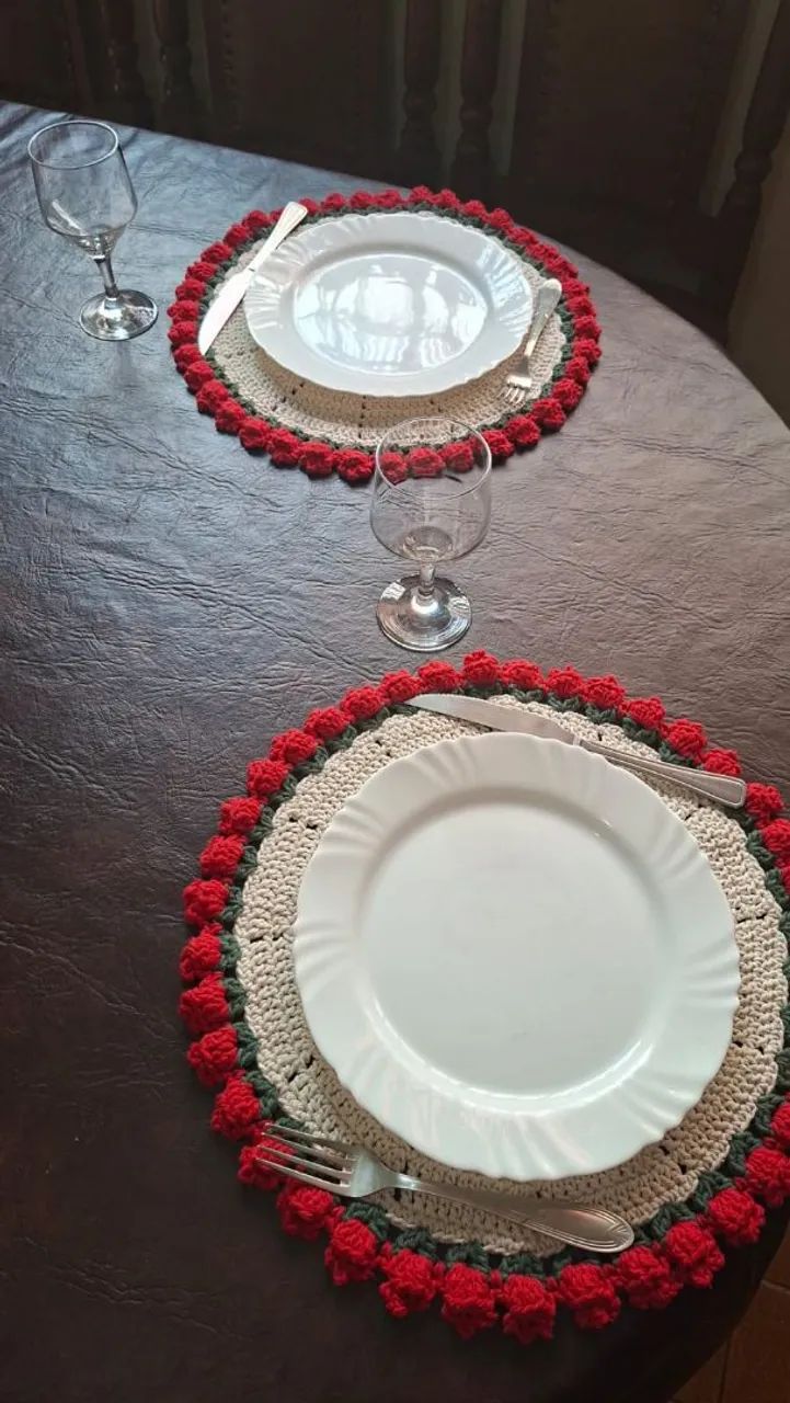 Sousplats de  Tulipa de Crochê  - Foto 4