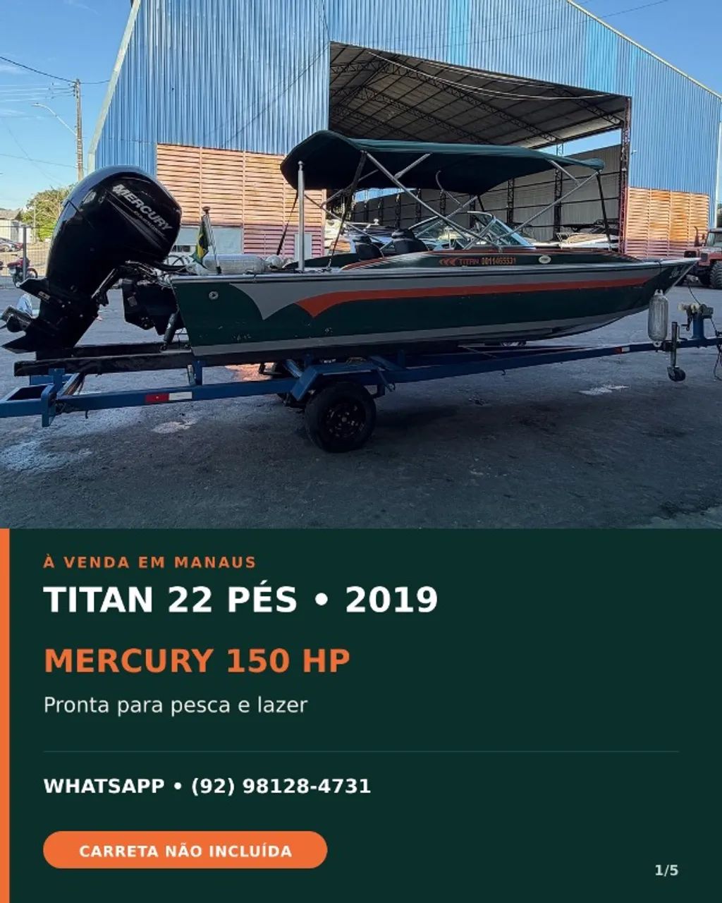 Lancha Titan 22 pés 2019 | MERCURY 150 HP