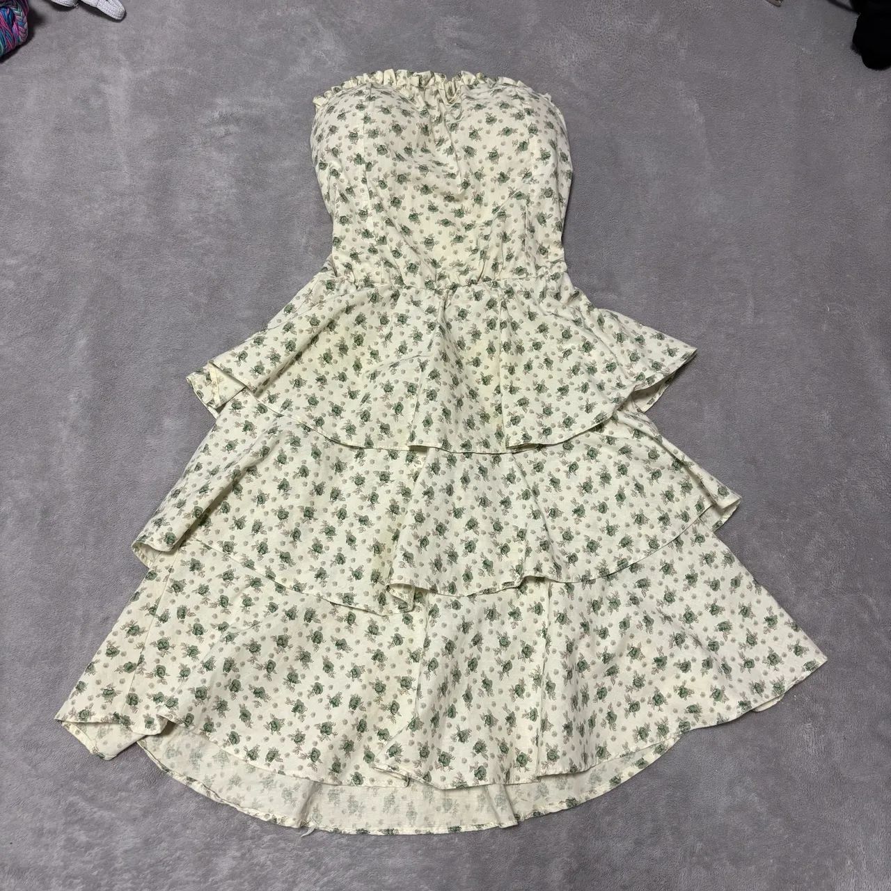 Vestido Florido Bege