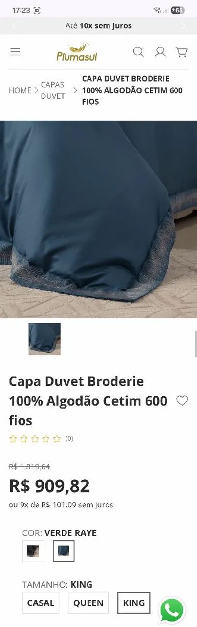 Capa para Edredom King Duvet Broderie - Foto 5