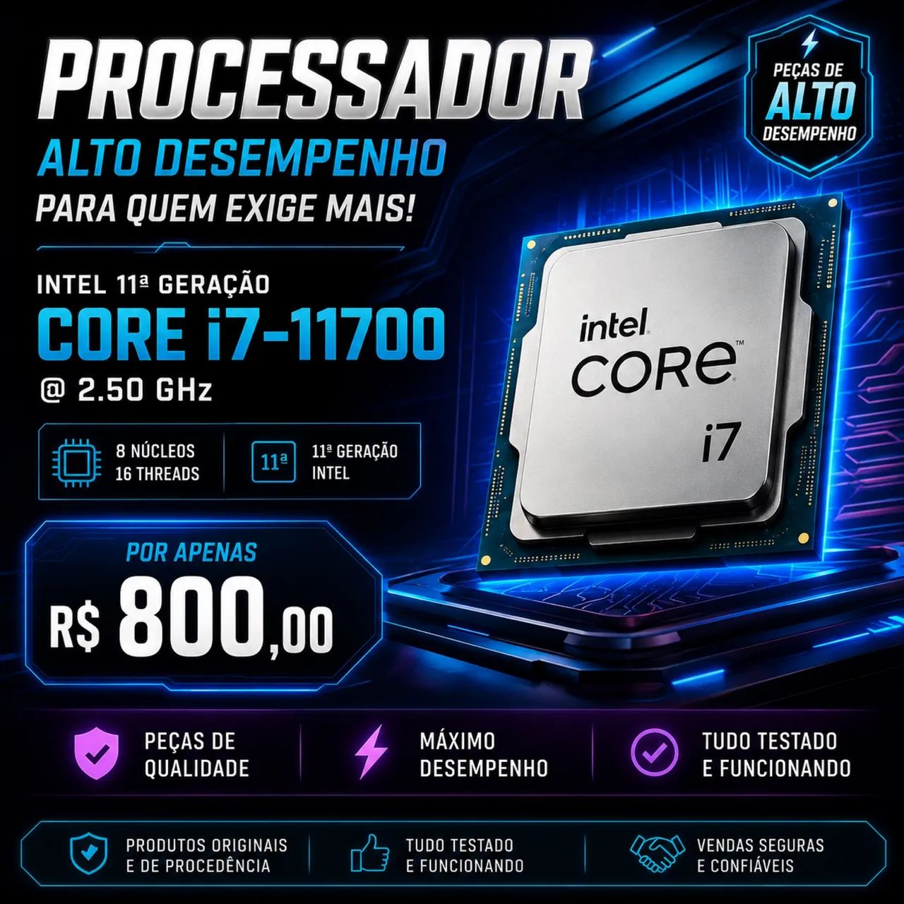 Processador Intel Core i7-11700 (11ª Geração) - Excelente Estado
