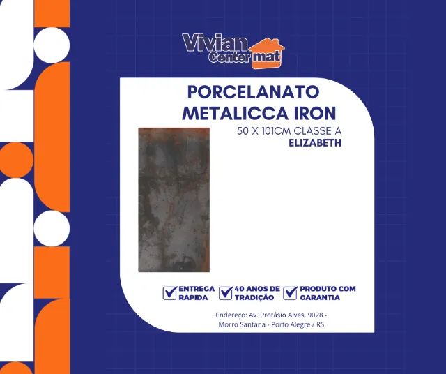 Porcelanato Metalicca Iron 50 x 101cm Classe A Elizabeth