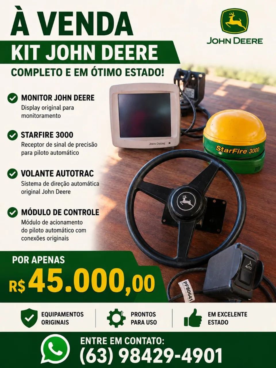 Piloto agrícola GPS Green star GS2 star fire 3000 volante autotrac 