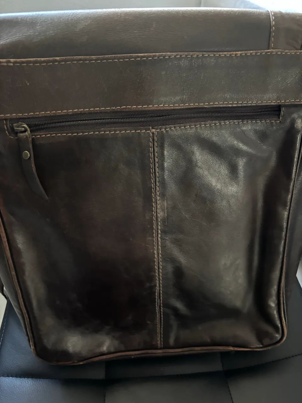 bolsa carteiro couro marrom le postiche - Foto 2