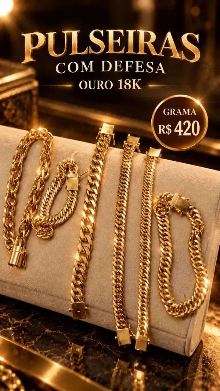 Pulseiras Ouro 18K com defesa 