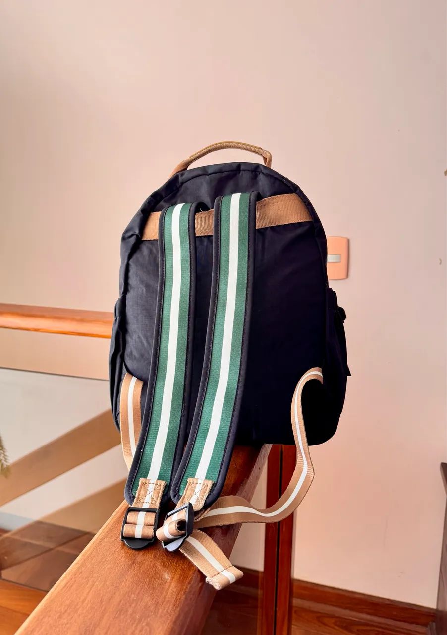 mochila Kipling Seoul Verde e preto - Foto 5