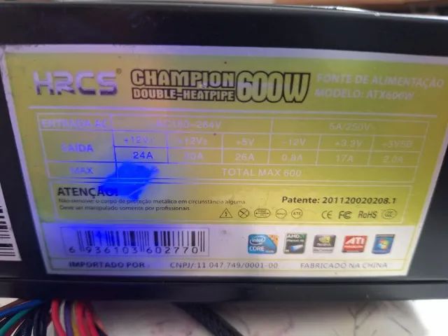 FONTE atx HRCS champion 600w - Foto 5