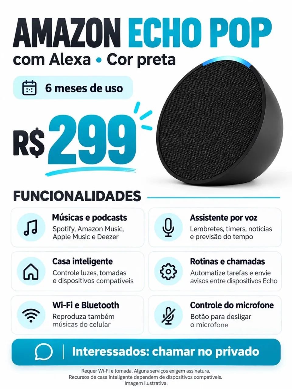 Alexa echo pop preta