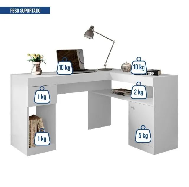 Mesa de Escritório Escrivaninha em L com 1 Porta e 1 Gaveta (QUEIMA DE ESTOQUE)!! - Foto 4