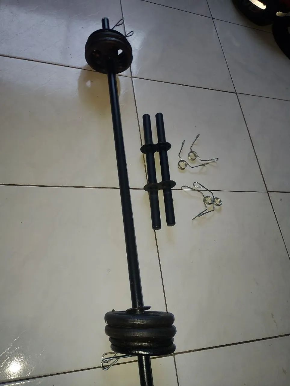 Kit halteres e barra com 12kg - Foto 2