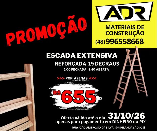 Escada De Eucalipto Extensiva 19 Degraus