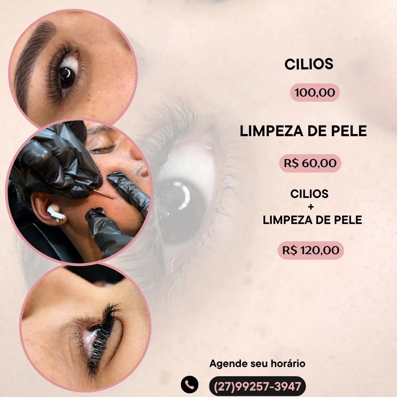 Cílios e limpeza de pele 
