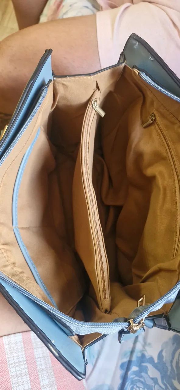 Bolsa feminina Alça Ombro e de Mão/ Azul  - Foto 5