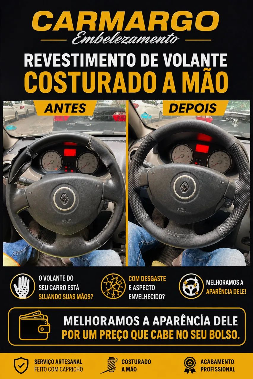 Revestimento de volante costurado 