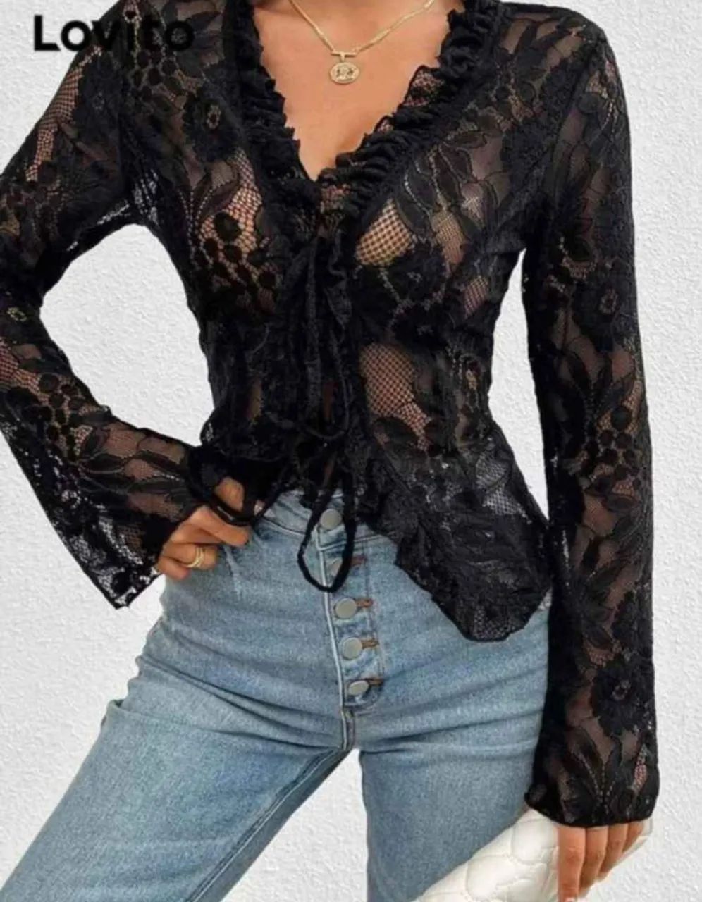 Blusa de Renda ( M ) Nova - Foto 5