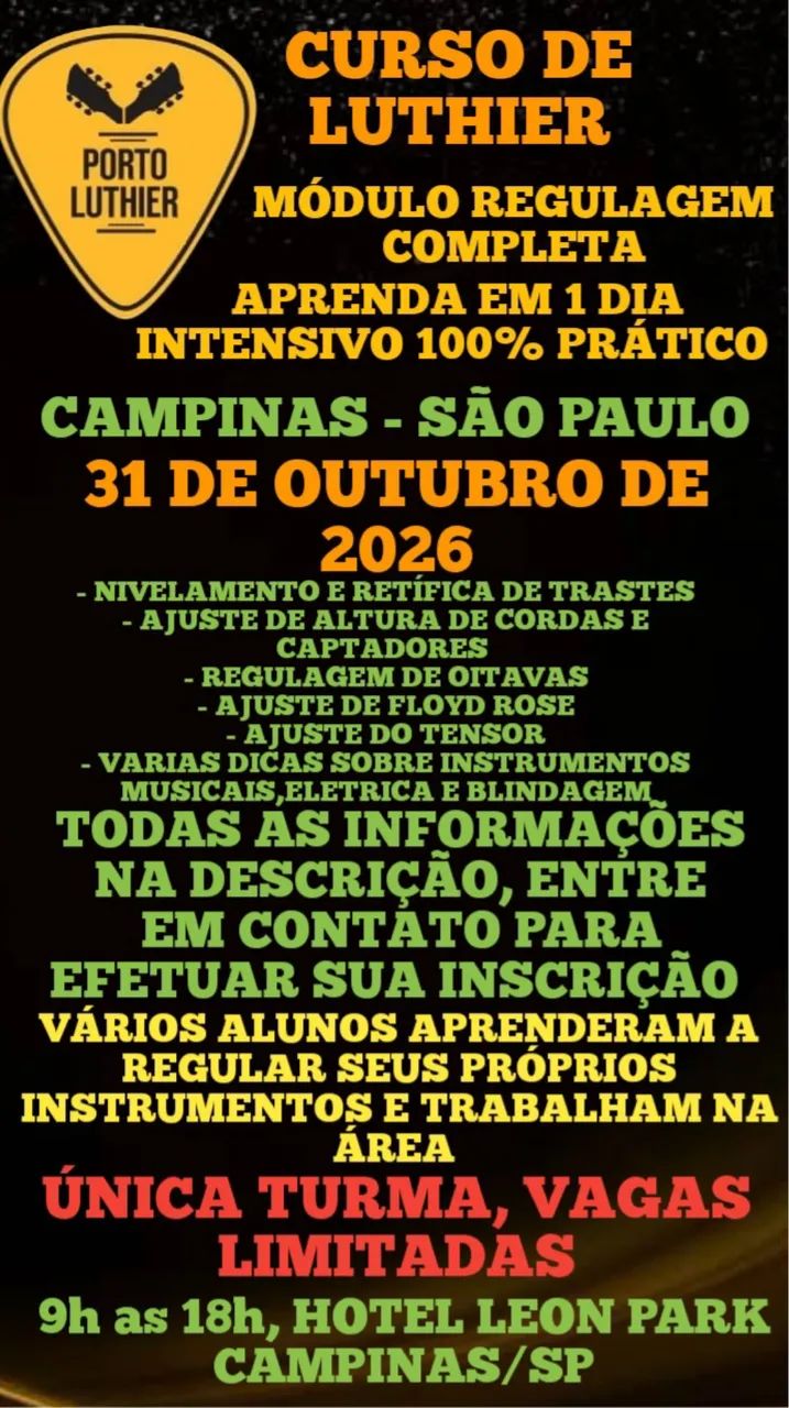 Curso de Luthier Modulo Regulagem Campinas/SP