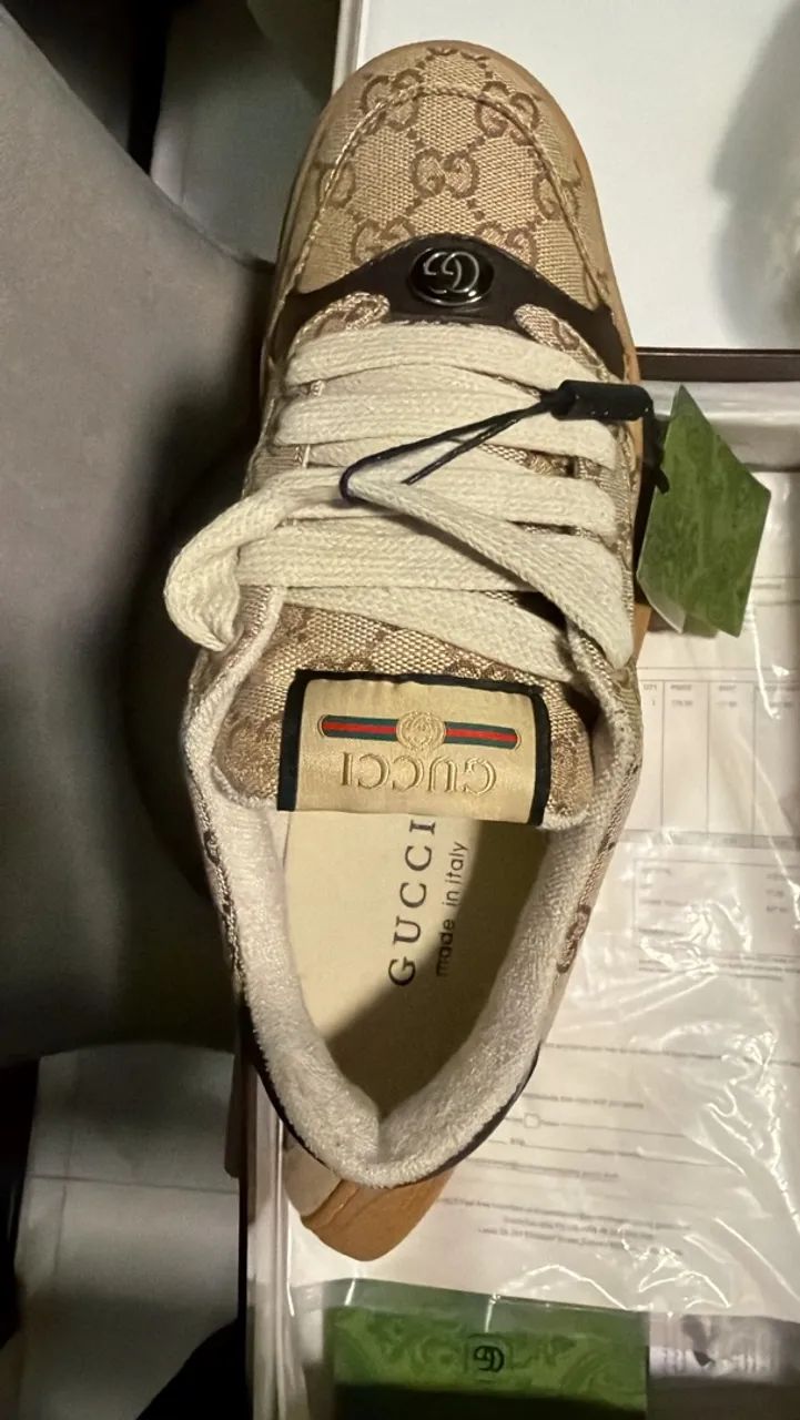 Tênis Gucci screener bege 37 - Foto 3