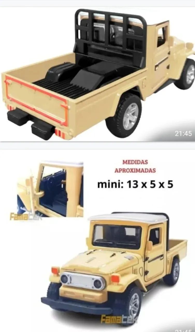 Miniaturas de Toyota Bandeirantes Caminhonete metal - Foto 4