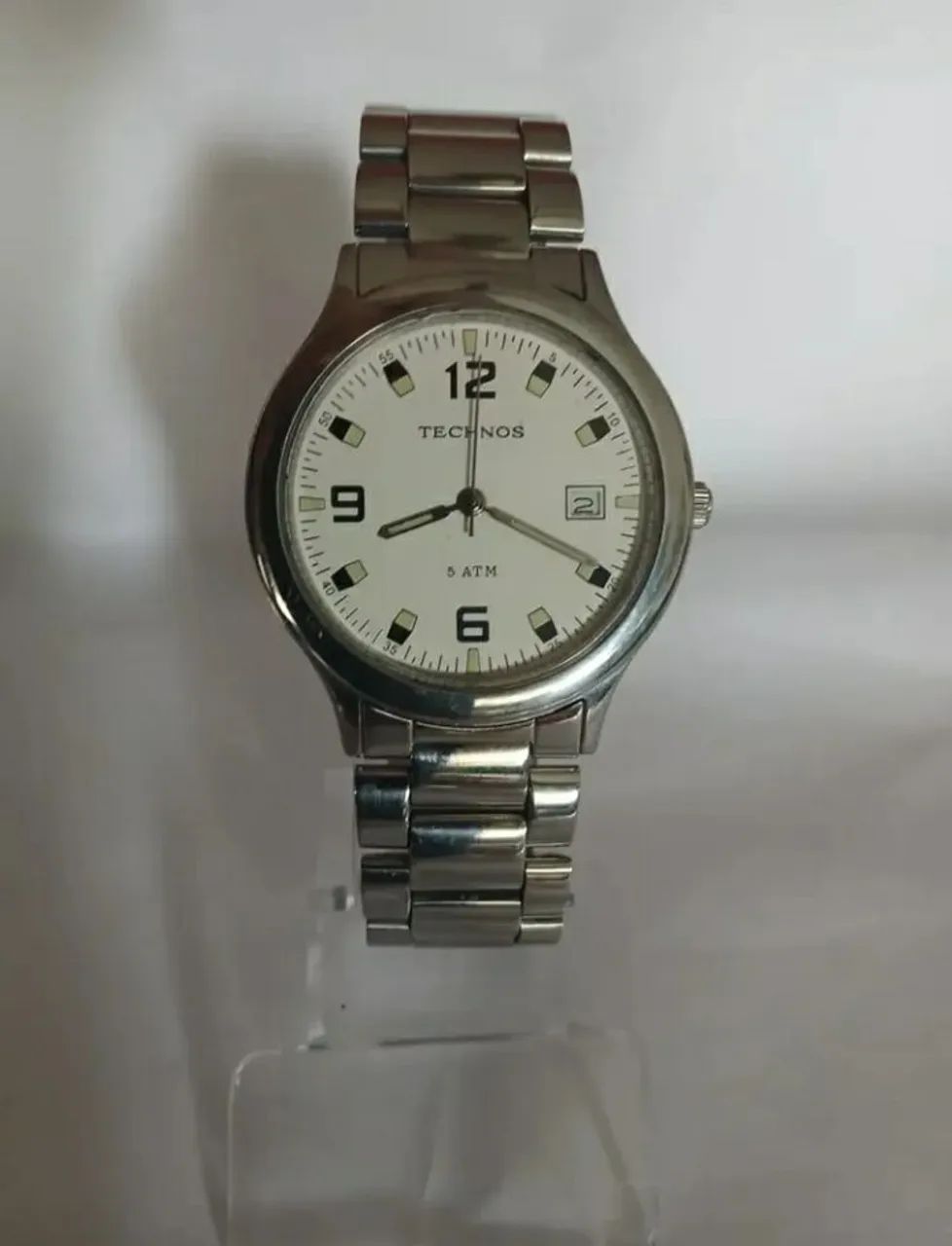 Relogio Technos branco todo em aço 