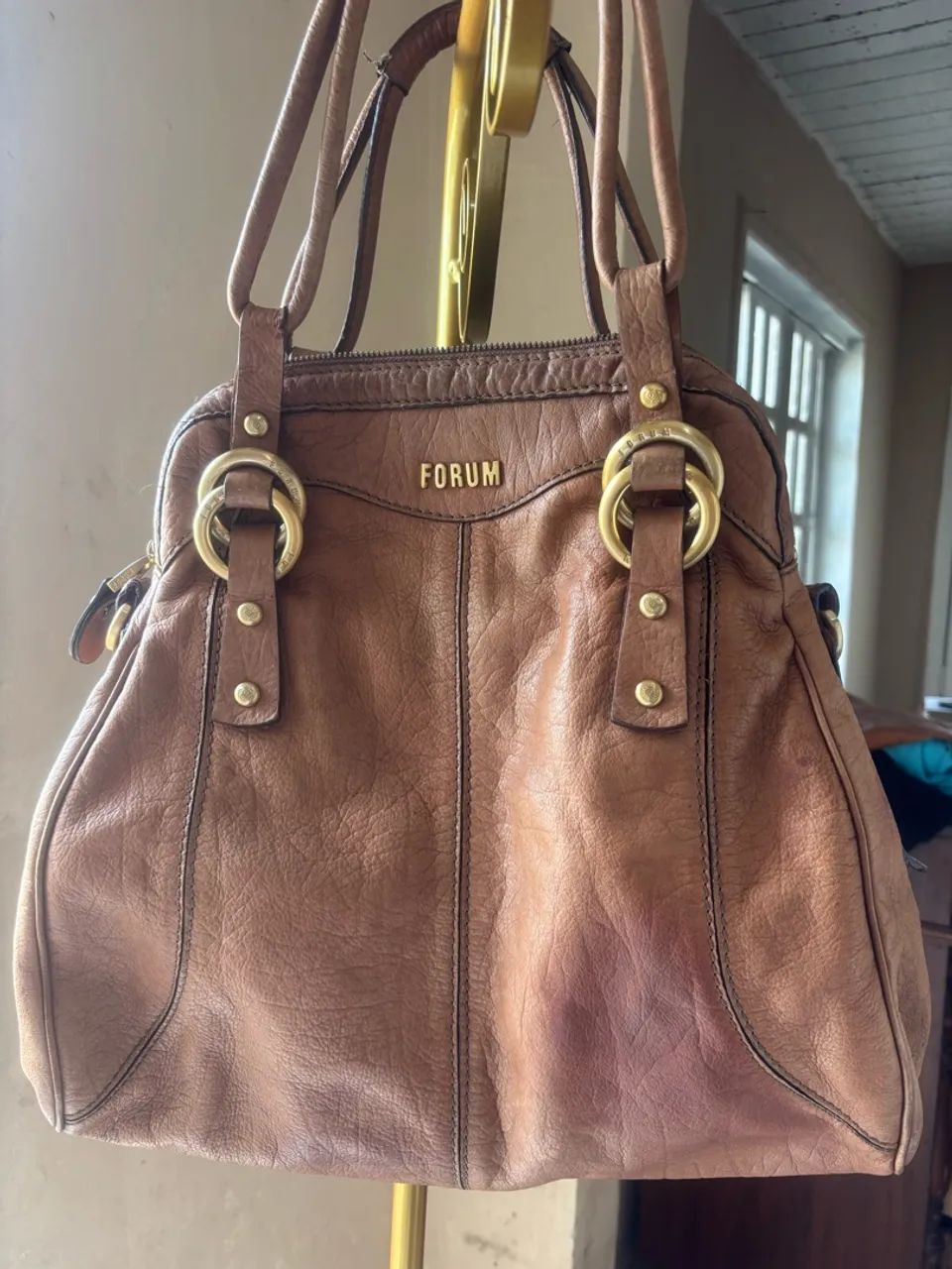 Bolsa fórum vintage couro legítimo 