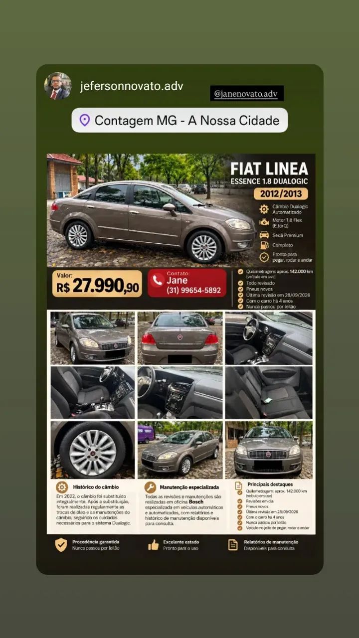 Fiat Linea LINEA ESSENCE Dualogic 1.8 Flex 16V 4p 2013