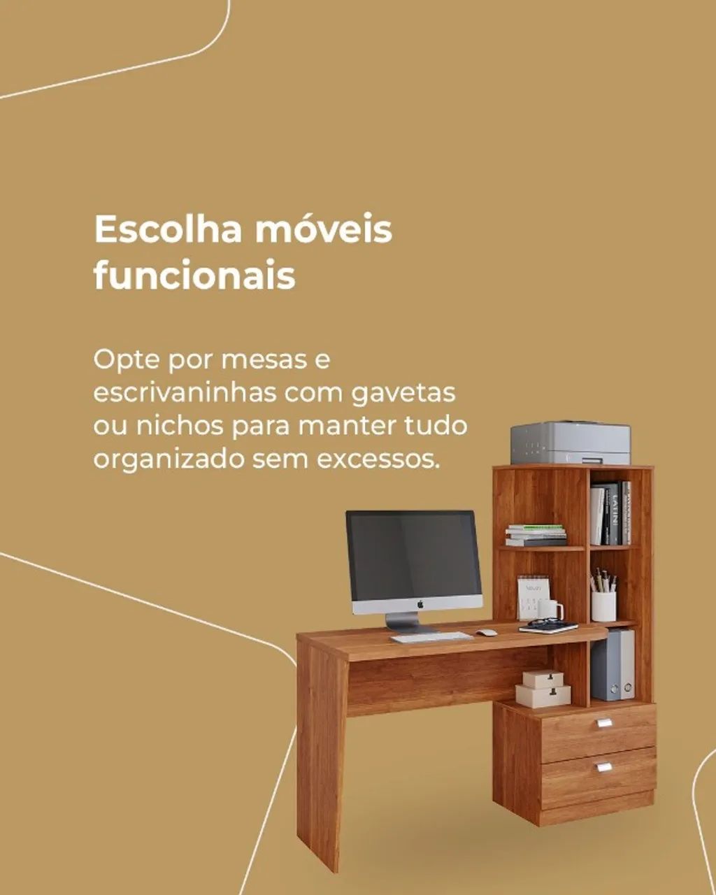 **Mesa Computador Permóbili Elisa com Gavetas 