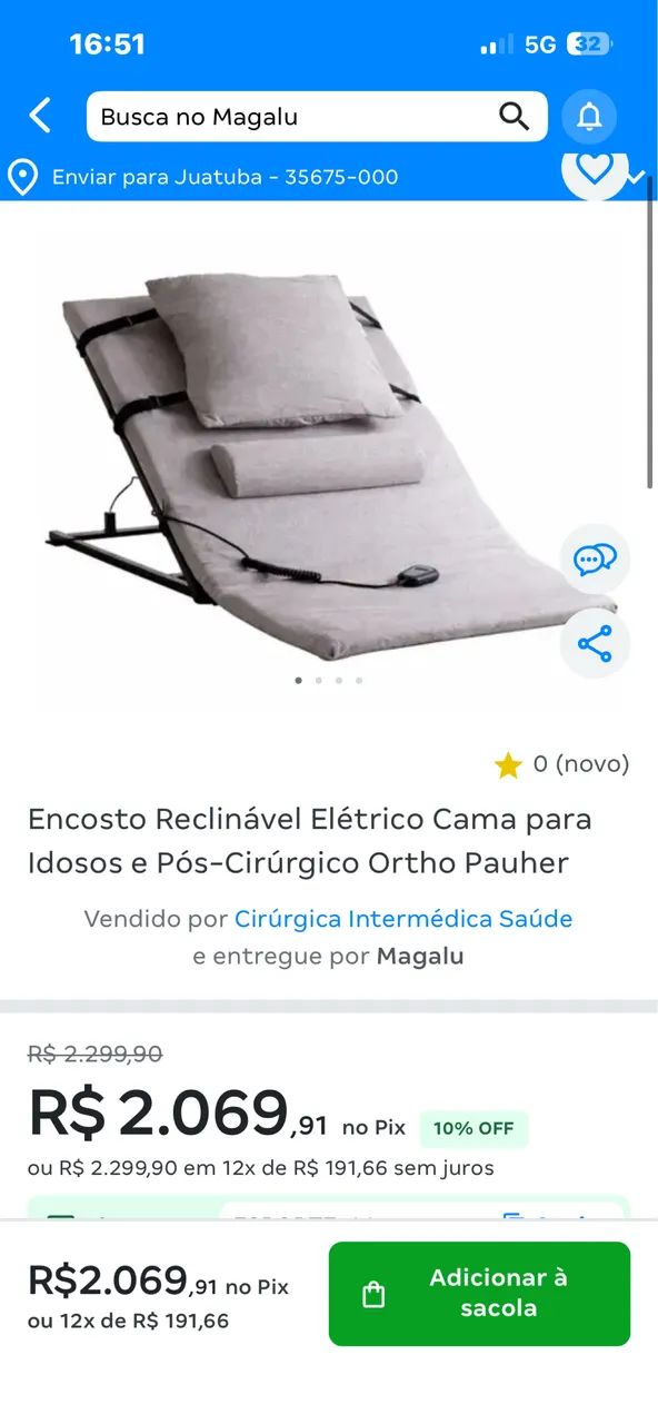 Encosto reclinável elétrico 