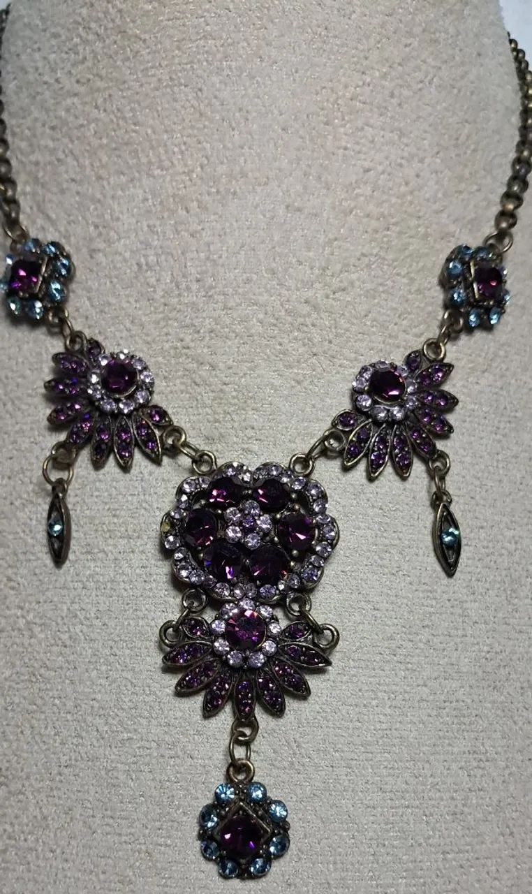 Conjunto colar e pulseira roxo vintage  - Foto 2